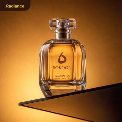 Sokoon Radiance Floral Amber Eau de Parfum 100 ml luxury perfume bottle.